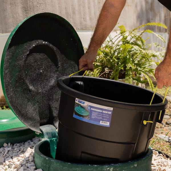 Sedco 32 Gal. Black Outdoor Lidless Vented Trash Can for