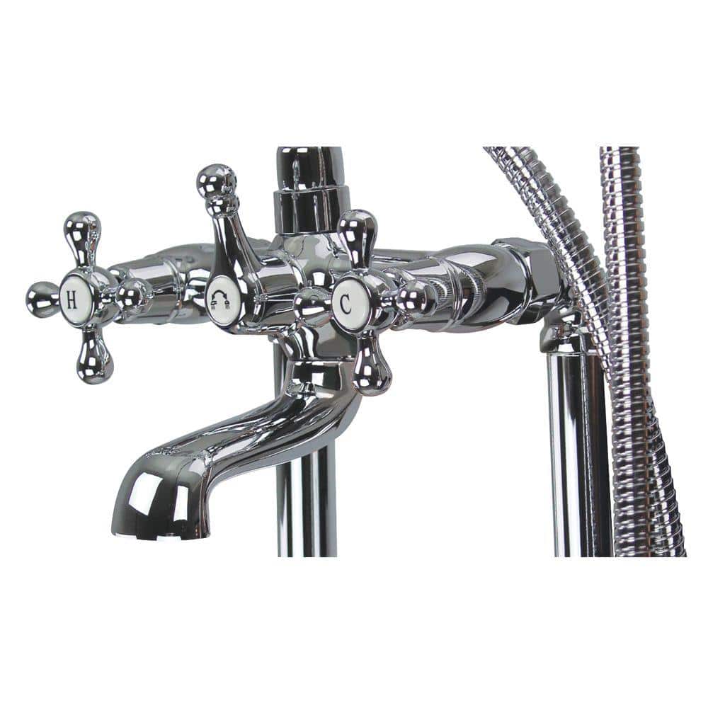 Polished Chrome Brass Floor Tub Filler with Diverter