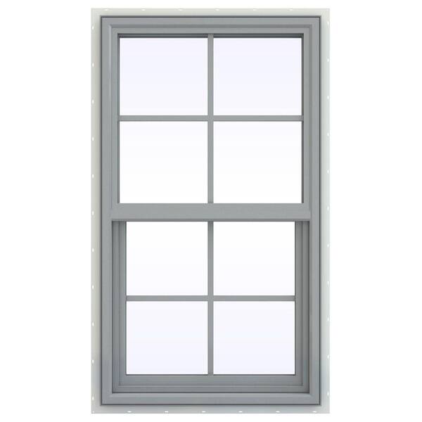 JELD-WEN 23.5 in. x 35.5 in. V-4500 Series Single Hung Vinyl Window with Grids - Gray