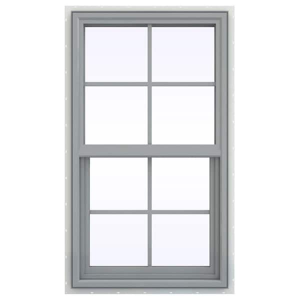 JELD-WEN 23.5 in. x 47.5 in. V-4500 Series Single Hung Vinyl Window with Grids - Gray
