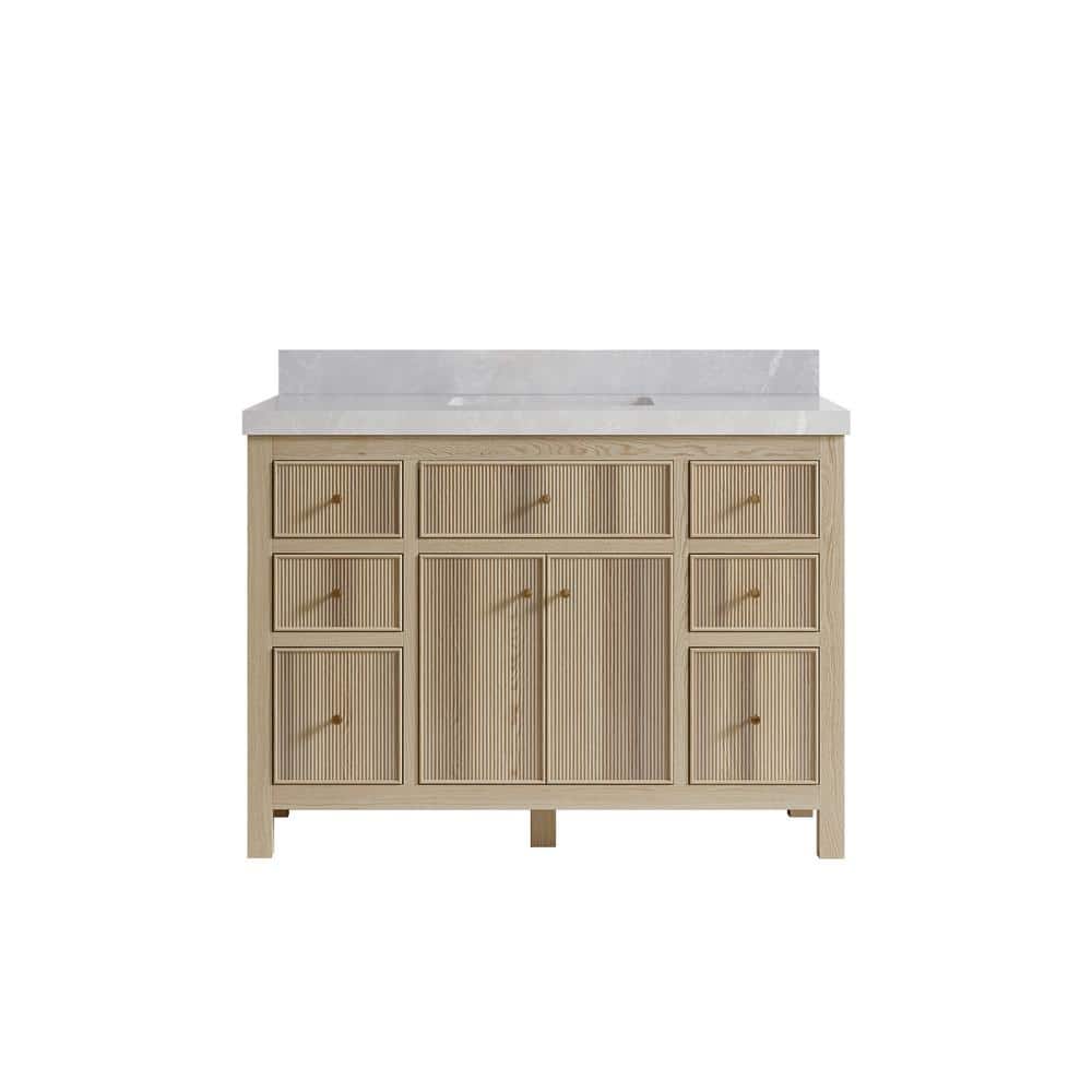 Sonoma Oak 48 in. W x 22 in. D x 36 in. H Bath Vanity in White Oak with 2 in. Pearl Gray Quartz Top price history on PriceWatchPro