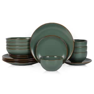 Stone Lain Brasa 16-Piece Dinnerware Set Stoneware, Service For 4, Green