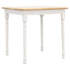 Carlene Natural Brown and White Wood Top Square Top 4-Legs Dining Table Seats-2