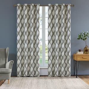 Steel Grey Striped Grommet Room Darkening Curtain - 54 in. W x 95 in. L
