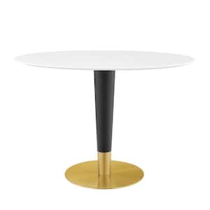 Zinque 42 in. Oval Gold White Dining Table