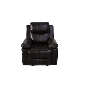 New Classic Furniture Kellen Brown Faux Leather Glider Recliner with Power Footrest