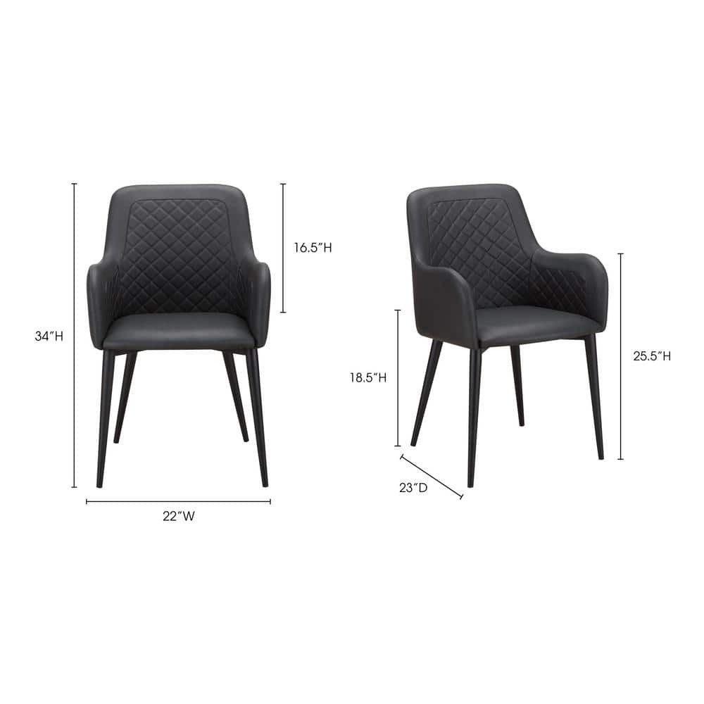 Luxley Transitional Black Leather Accent Chair with Metal Frame