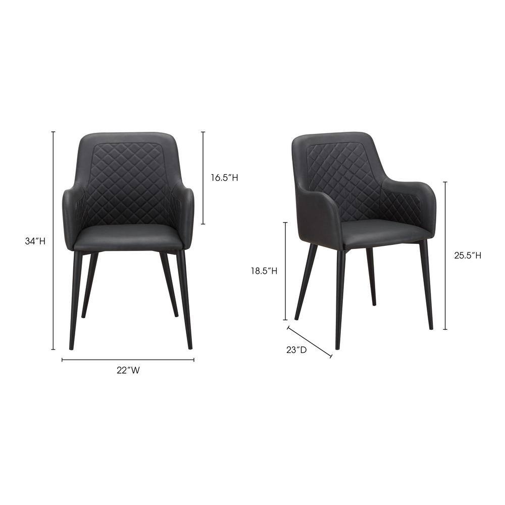 Luxley Transitional Black Leather Accent Chair with Metal Frame