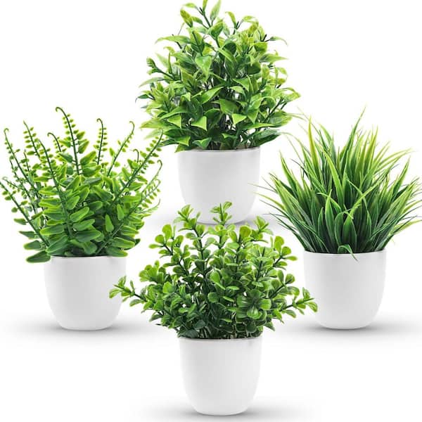 Unbranded 4 Pack Green Indoor Artificial Plant Set Faux Potted Decorative  Plants for Desk Home Office Bathroom Kitchen Decor 59D0303AB91