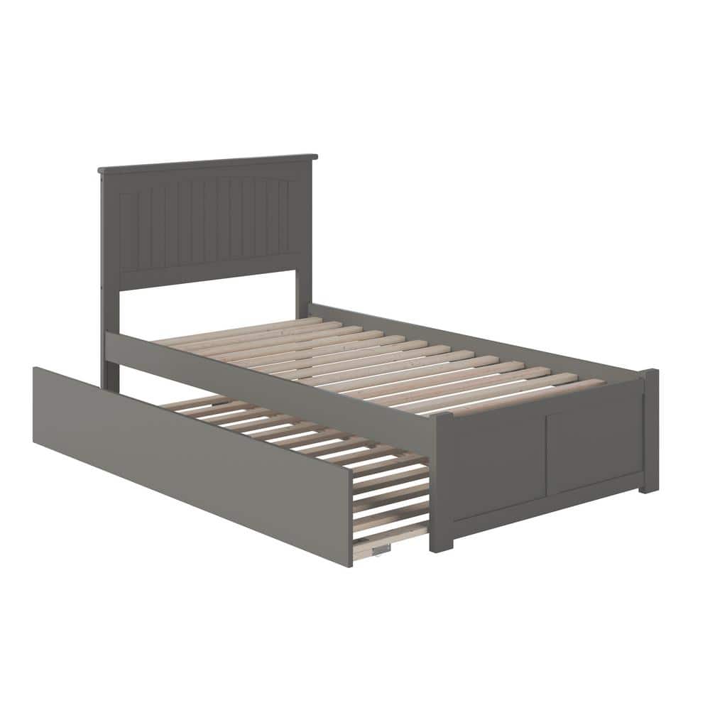 Nantucket Gray Twin Wood Platform Bed with Trundle