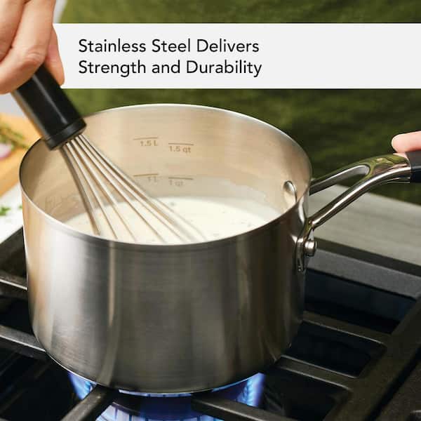 KitchenAid 3-Ply Stainless Steel 1.5-Quart Saucepan with Pour Spouts