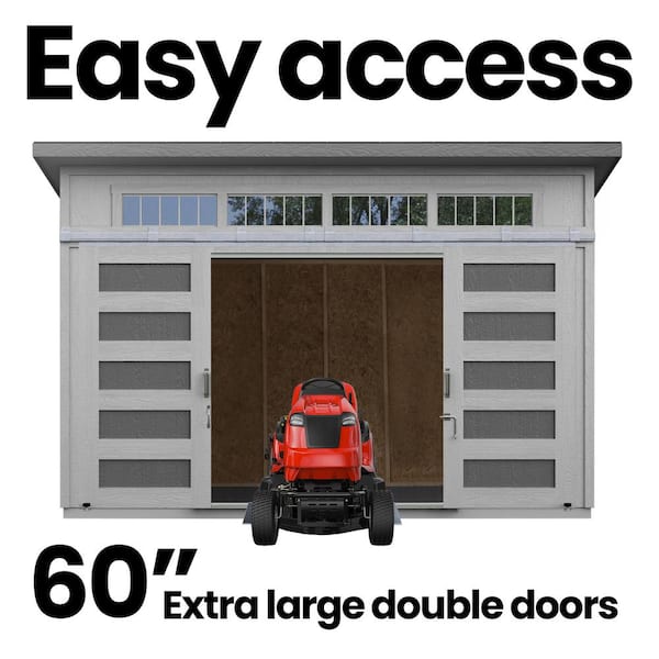 Do-It Yourself Palisade 12 ft. x 8 ft. Wood Garden Shed Storage with Smartside, Fixed Windows and Barn Door (96 sq. ft.)