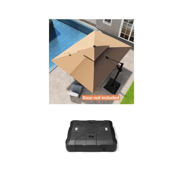 11 ft. x 9 ft. Aluminum Cantilever Patio Umbrella and 260 lbs. Fillable Offset Umbrella Base Combo