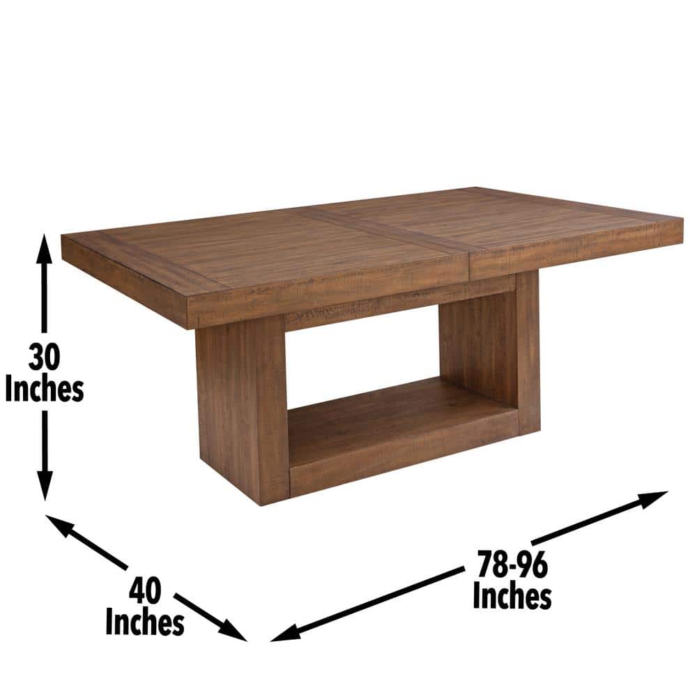 Caramel Wood 7-Piece Trestle Dining Set with Beige Upholstered Chairs