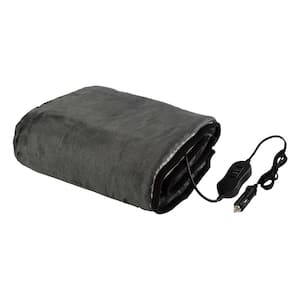 Heated Blanket - Portable 12-Volt Electric Travel Blanket for Car, Truck, or RV (Gray)