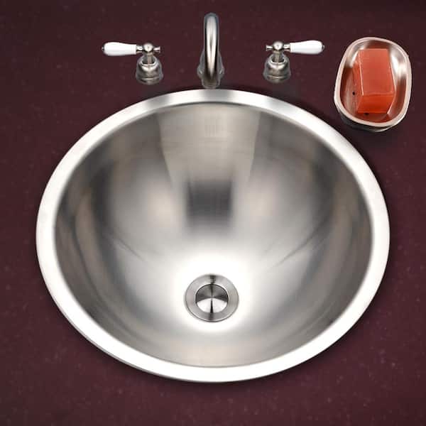 HOUZER Houzer Opus 16 in. Stainless Steel Topmount Single Round Bowl Bathroom Sink - CRT-1620-1