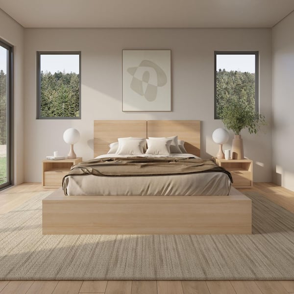 Bogart 4-Piece Natural Blonde Oak Wood Queen Size Bedroom Set