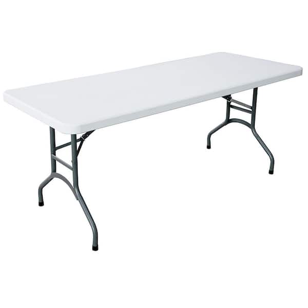 Plastic Development Group TGT706TBL White 706 Heavy Duty 6 ft. Straight Plastic Top Banquet Folding Table - 1