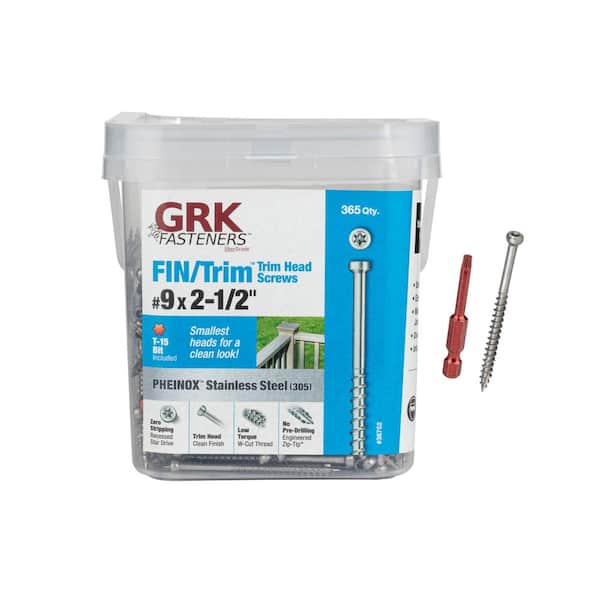 GRK Fasteners #9 x 2-1/2 in. Pheinox Stainless Steel Star Drive Trim Head Fin/Trim Finishing Screw (365-Pack)