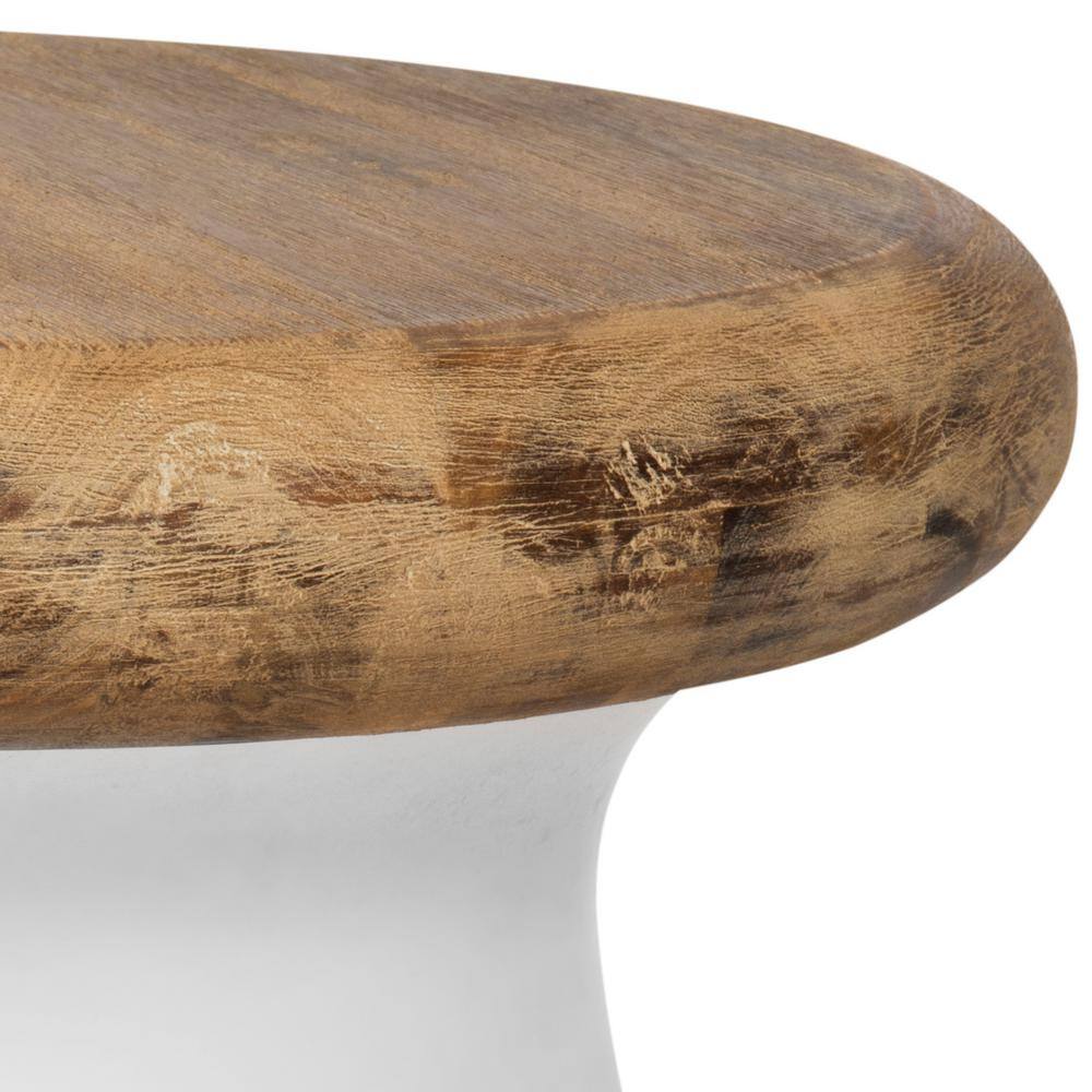 Ivory Acacia and Concrete Transitional Round Accent Table