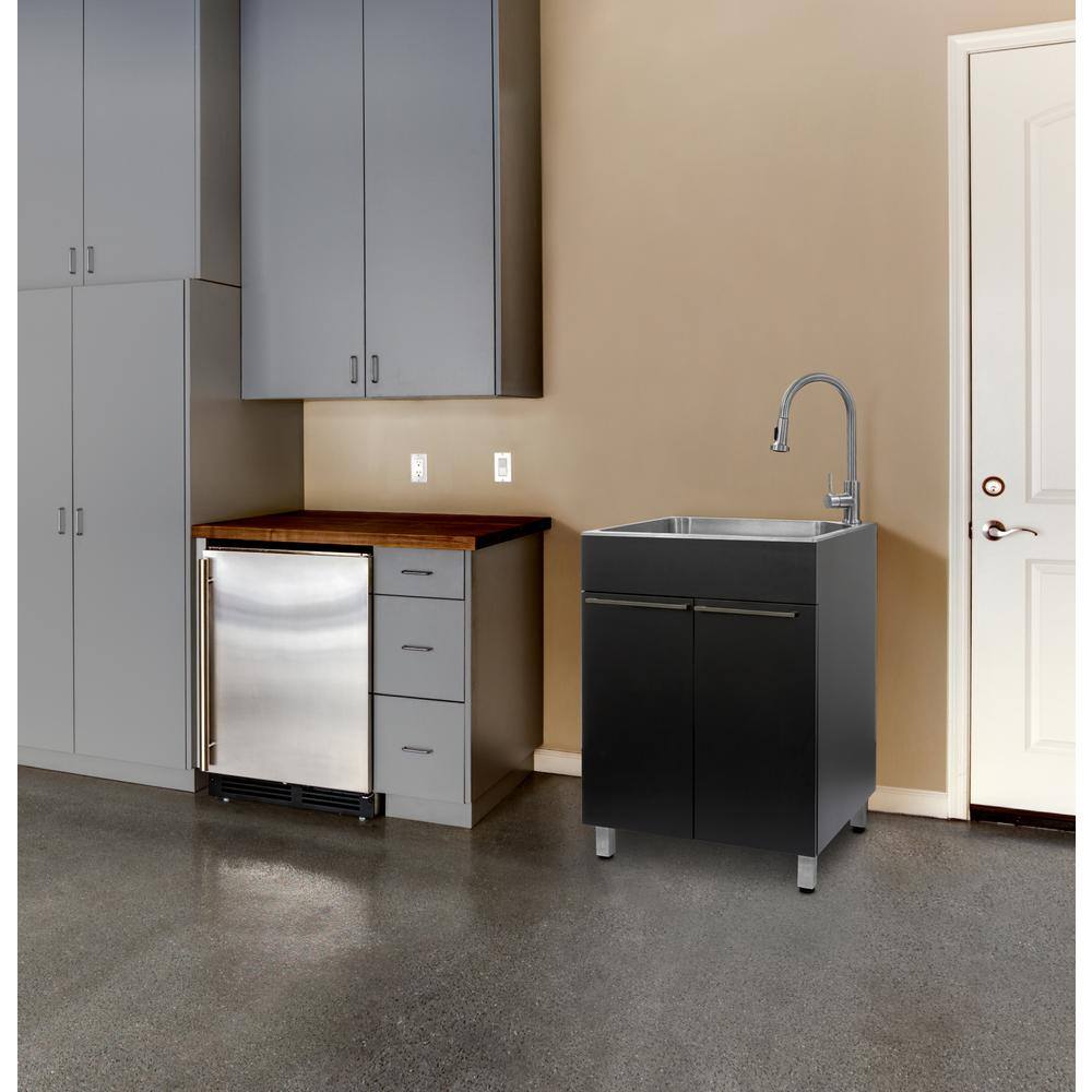 Black Stainless Steel Freestanding Laundry Sink with Faucet
