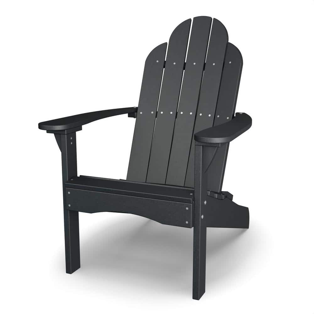 WILDRIDGE Classic Black Plastic Outdoor Adirondack Chair LCC-214-BK ...