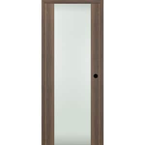 Vona 202 18" x 84" Right-hand Full Lite Frosted Glass Solid Core Pecan Nutwood Wood Single Prehung Interior Door