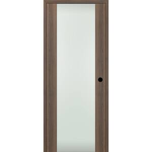 Vona 202 32" x 96" Right-hand Full Lite Frosted Glass Solid Core Pecan Nutwood Wood Single Prehung Interior Door