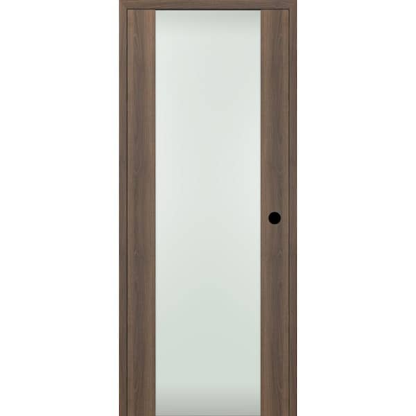 Belldinni Vona 202 30" x 96" Right-hand Full Lite Frosted Glass Solid Core Pecan Nutwood Wood Single Prehung Interior Door