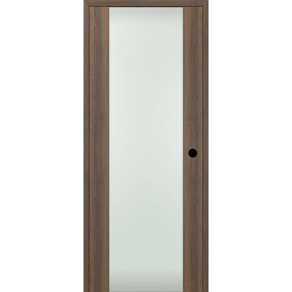 Belldinni Vona 202 28 in. x 80 in. Right-Hand Full Lite Frosted Glass Solid Core Pecan Nutwood Wood Single Prehung Interior Door