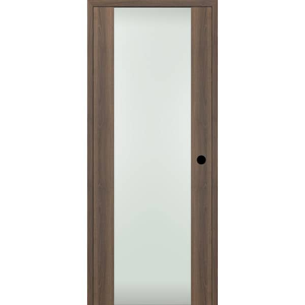 Belldinni 36 in. x 80 in. Right-Hand FullLite Frosted Glass Solid Core Pecan Nutwood Wood Composite Single Prehung Interior Door