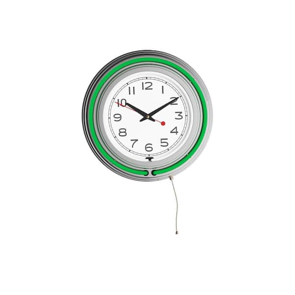 Lavish Home Green Analog 14 in. Neon Wall Clock 99-1099GRN