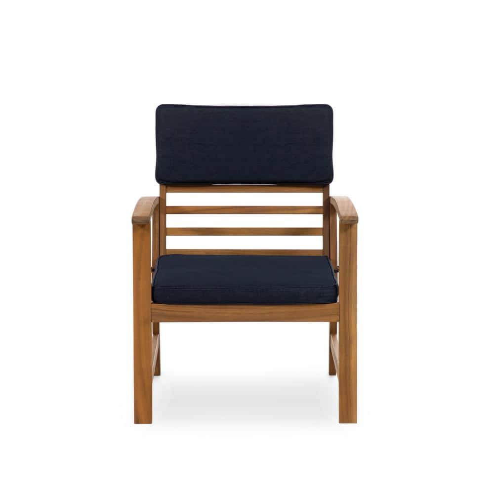 Greemotion 4-Piece Acacia Wood Outdoor Conversation Set with Blue Cushions