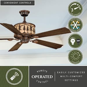 Yosemite 56 in. Rustic Tree Bronze Ceiling Fan and Remote