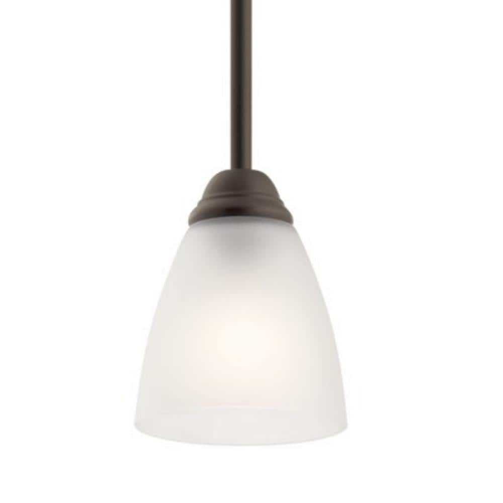 Olde Bronze Mini Pendant with Satin Etched Glass Shade