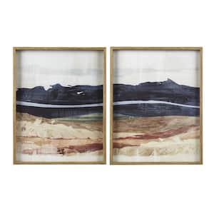 Anky 2-Piece Framed Art Print 22.7 in. x 28.7 in. Abstract Landscape Diptych Glass Wall Art Set