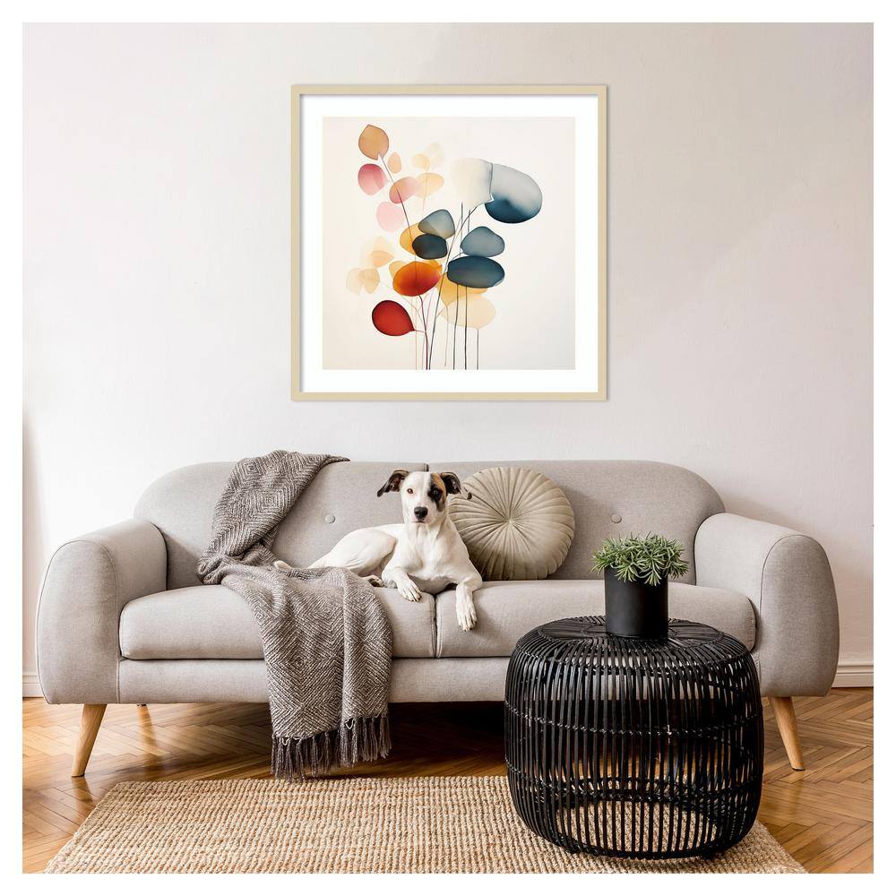 Fluid Floral Artistry II 33" Framed Abstract Print in Svelte Natural