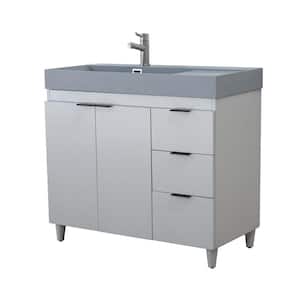 39 in. W x 19 in. D x 36 in. H Single Bath Vanity in French Gray with Dark Gray Composite Granite Sink Top