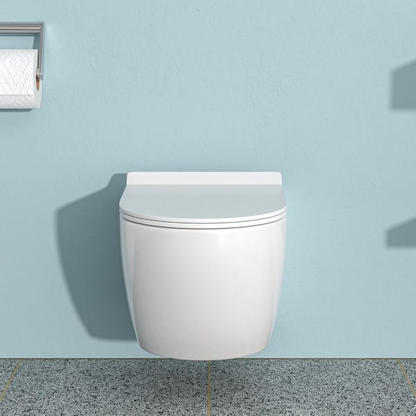 7.08 in. Elongated Wall Hung Toilet Bowl Only in White