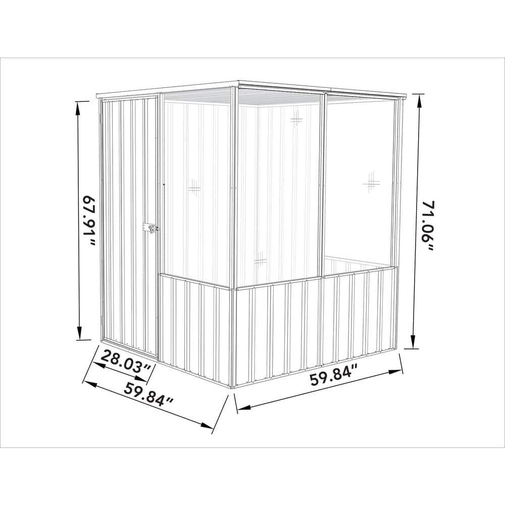 Pale Eucalypt Galvanized Steel 5'x5' Chicken Coop with Mesh Panels