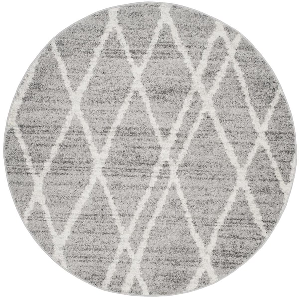 SAFAVIEH Adirondack Ivory/Silver 6 ft. x 6 ft. Round Diamond Geometric Area Rug