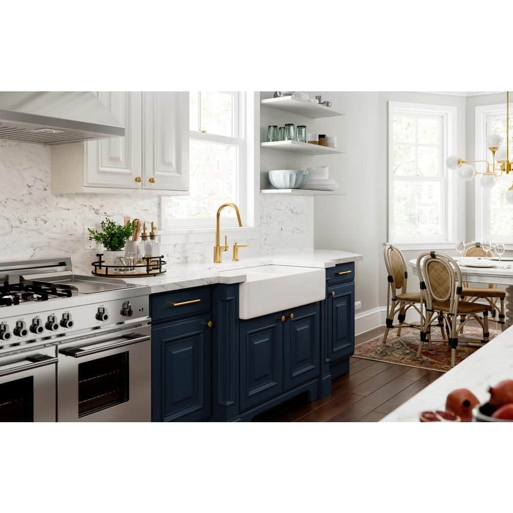 Brushed Gold Stainless Steel Modern Kitchen Faucet with Pull-out Spray