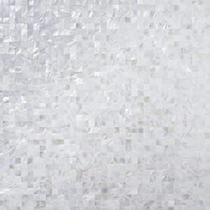 Mother Of Pearl Serene White Squares 12 in. x 12 in. Seamless Pearl Shell Glass Wall Mosaic Tile