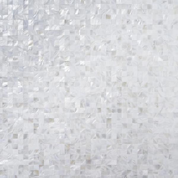 Ivy Hill Tile Mother Of Pearl Serene White Squares 12 in. x 12 in. Seamless Pearl Shell Glass Wall Mosaic Tile