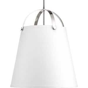 Galley Collection 3-Light Polished Nickel Pendant with Linen Shade