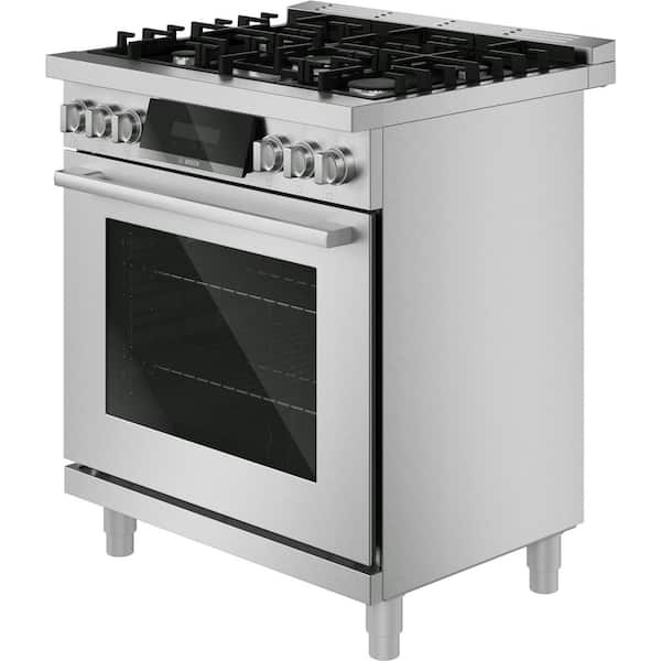800 Series 30 in. 4.7 cu. ft. Industrial Pro Style Dual Fuel Range with 5-Burners in Stainless Steel