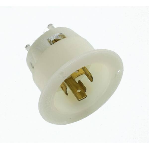 White by Leviton 30 Amp 125/250-Volt Flanged Inlet Grounding Locking Outlet 
