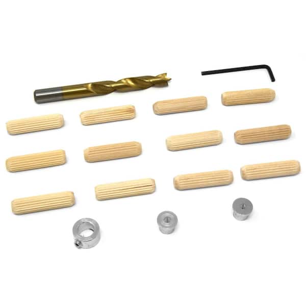WEN 3/8 in. Wooden Doweling Kit with Drill Bit, Stop Collar and Fluted Birch Wood Dowels