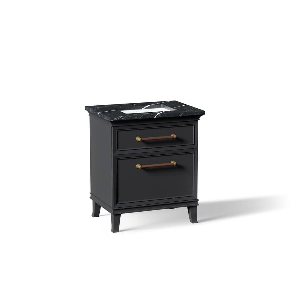 Artifacts 30 in. Freestanding Slate Grey Bath Vanity with Black Eternal Marquina Quartz Top and Brass Hardware price history on PriceWatchPro