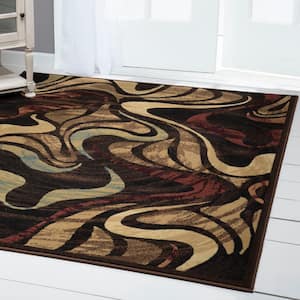 Catalina Black/Brown 8 ft. x 10 ft. Abstract Area Rug